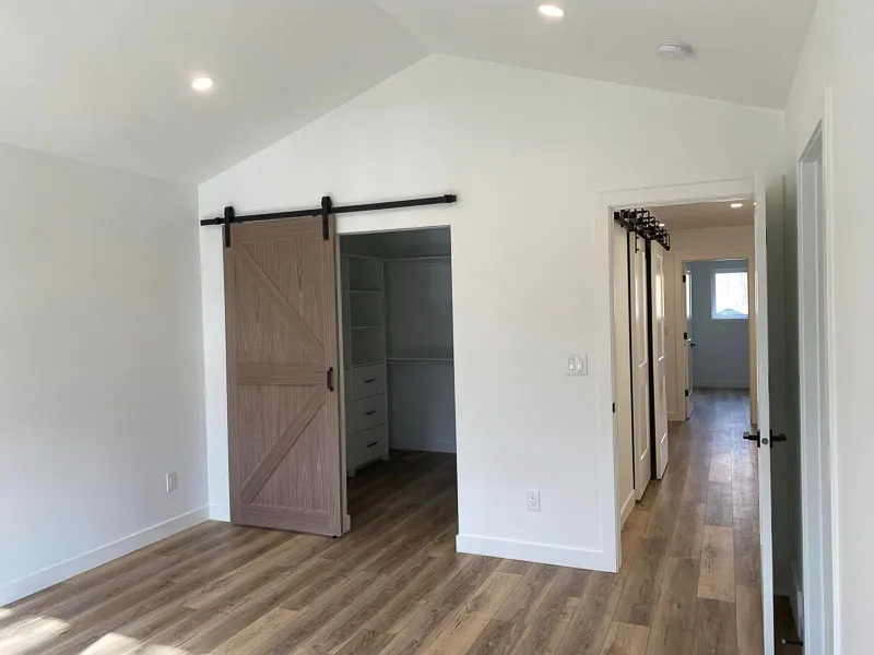 Photo of painted room with barn door